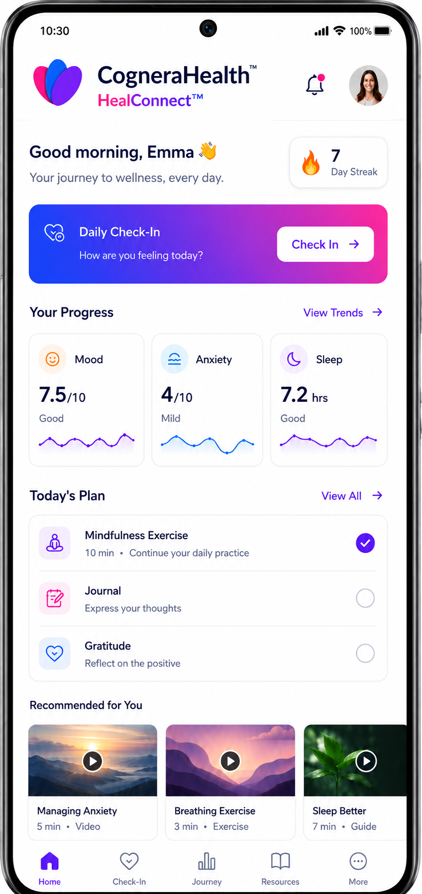 HealConnect product view on a mobile device